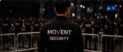 펜스 앞에서 관객 안전을 관리하는 MOVENT 안전요원